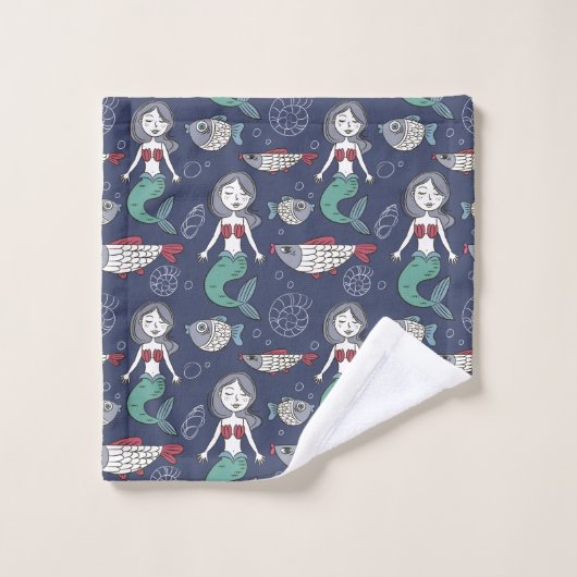 Kute Mermaid Pattern-handdoekset Bad Handdoek (Wasdoekje)