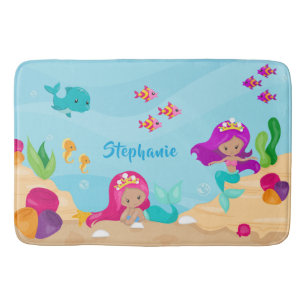 Kute Mermaid Personalized Girly onder Zee Badmat