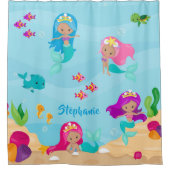 Kute Mermaid Personalized Girly onder Zee Douchegordijn (Voorkant)