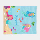 Kute Mermaid Personalized Girly onder Zee Fleece Deken (Voorkant (Horizontaal))
