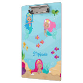 Kute Mermaid Personalized Girly onder Zee Klembord (Links)
