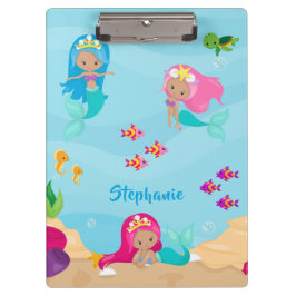 Kute Mermaid Personalized Girly onder Zee Klembord