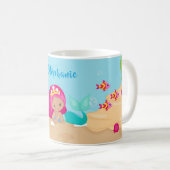 Kute Mermaid Personalized Girly onder Zee Koffiemok (Voorkant rechts)