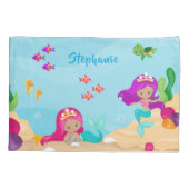 Kute Mermaid Personalized Girly onder Zee Kussensloop (Achterkant)