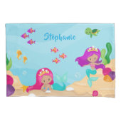 Kute Mermaid Personalized Girly onder Zee Kussensloop (Voorkant)