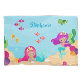 Kute Mermaid Personalized Girly onder Zee Kussensloop