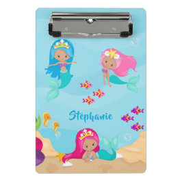 Kute Mermaid Personalized Girly onder Zee Mini Klembord