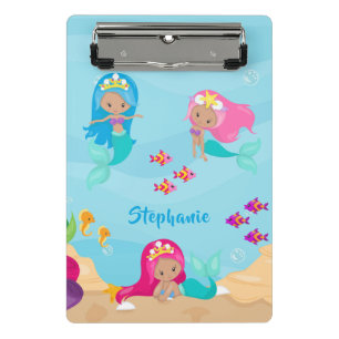 Kute Mermaid Personalized Girly onder Zee Mini Klembord