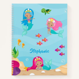 Kute Mermaid Personalized Girly onder Zee Notitieboek