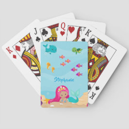 Kute Mermaid Personalized Girly onder Zee Pokerkaarten