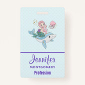 Kute Mermaid Riding a Dolphin under Zee Badge (Achterkant)