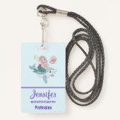 Kute Mermaid Riding a Dolphin under Zee Badge (Voorkant met draagriem)