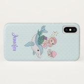 Kute Mermaid Riding a Dolphin under Zee Case-Mate iPhone Case (Achterkant (horizontaal))