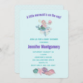 Kute Mermaid Riding a Dolphin under Zee Kaart (Voorkant / Achterkant)