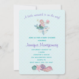 Kute Mermaid Riding a Dolphin under Zee Kaart