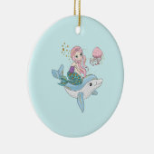 Kute Mermaid Riding a Dolphin under Zee Keramisch Ornament (Rechts)