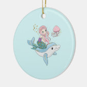 Kute Mermaid Riding a Dolphin under Zee Keramisch Ornament (Links)