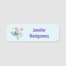 Kute Mermaid Riding a Dolphin under Zee Naamplaatje