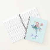 Kute Mermaid Riding a Dolphin under Zee Notitieboek (Binnen)