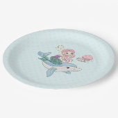 Kute Mermaid Riding a Dolphin under Zee Papieren Bordje (Gekanteld)