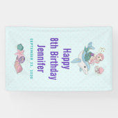 Kute Mermaid Riding a Dolphin under Zee Spandoek (Horizontaal)