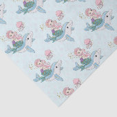 Kute Mermaid Riding a Dolphin under Zee Tissuepapier (Detail)