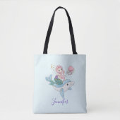 Kute Mermaid Riding a Dolphin under Zee Tote Bag (Voorkant)