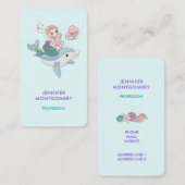 Kute Mermaid Riding a Dolphin under Zee Visitekaartje (Voorkant / Achterkant)