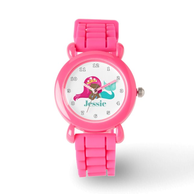 Kute mermaid strand toevoegen naam horloge (Voorkant)