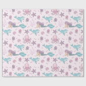 Kute Mermaid Wrapping Paper Cadeaupapier (Vlak)