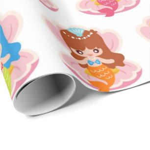 Kute mermaids in omhulsel van schelp cadeaupapier