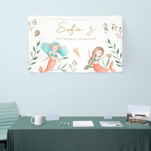 Kute mermaids onder het Zee Spandoek (Beurs)