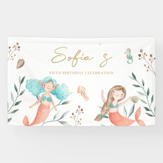 Kute mermaids onder het Zee Spandoek (Horizontaal)