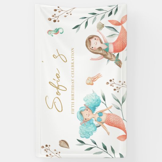 Kute mermaids onder het Zee Spandoek (Verticaal)