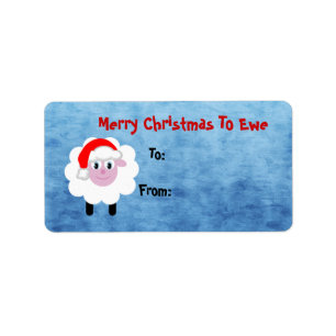 Kute Merry Kerstmis tot ooise schapen Etiket