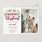 Kute Merry Kerstmis vanaf New Home Photo Moving Aankondigingskaart (Voorkant)