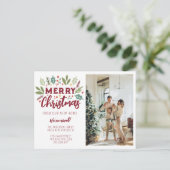 Kute Merry Kerstmis vanaf New Home Photo Moving Aankondigingskaart (Staand voorkant)