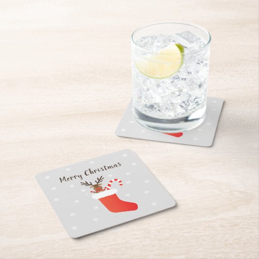 Kute Merry-kerstrenrendiertje in een stoprood Kartonnen Onderzetters (Insitu)