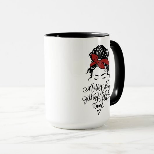 Kute Messy Bun Getting Stuff Gereed Black Mok (Voorkant rechts)