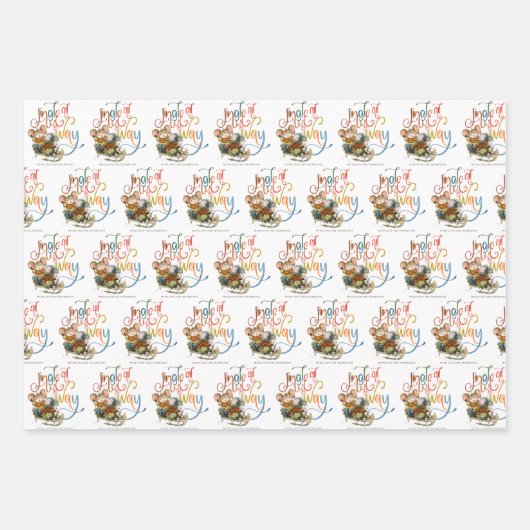 Kute Mice Jingle helemaal weg Merry Kerstnaam Inpakpapier Vel (Voorkant)
