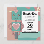 Kute mid-century Modern Robot Kind eerste verjaard Bedankkaart (Voorkant)