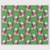 Kute mid-century Retro-kersthond Cadeaupapier (Vlak)