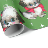 Kute mid-century Retro-kersthond Cadeaupapier (Rol Hoek)