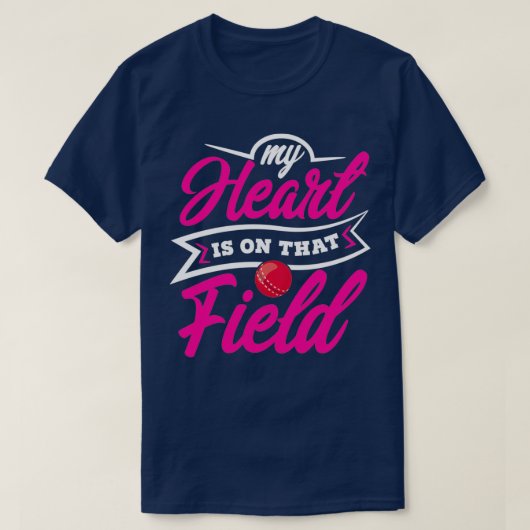 Kute mijn hart is op dat veld cricket-sportmam t-shirt (Design voorkant)