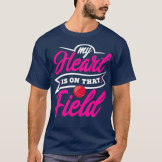 Kute mijn hart is op dat veld cricket-sportmam t-shirt