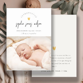 Kute Minimal Heart Script Photo Birth Announance Bedankkaart