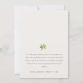 Kute Minimal Leaf Script Photo Birth Notice Bedankkaart (Achterkant)