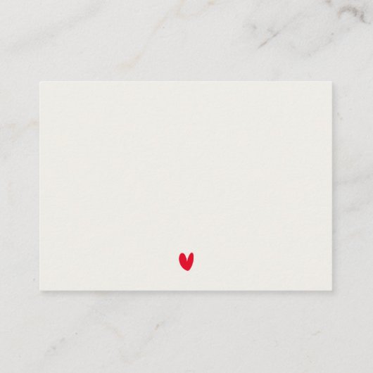 Kute Minimal Red Heart Script Weddenschap Wishing  Informatiekaartje (Achterkant)