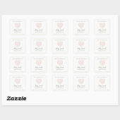 Kute Minimale Blush Floral Heart Baby Library Vierkante Sticker (Vel)