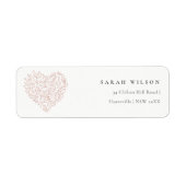 Kute Minimale Dusky Blush Floral Heart Address Etiket (Voorkant)
